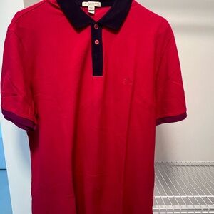 Authentic Burberry Red Polo with Black Contrast Collar